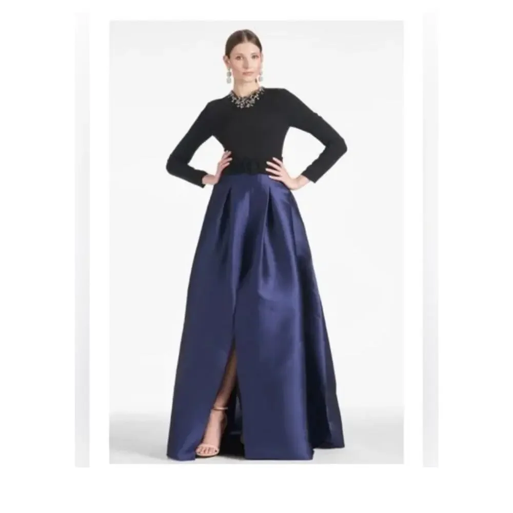 Sachin & Babi Victoria Gown: Navy & Black Sparkle Dress $1095.00 retail price - Picture 3 of 11